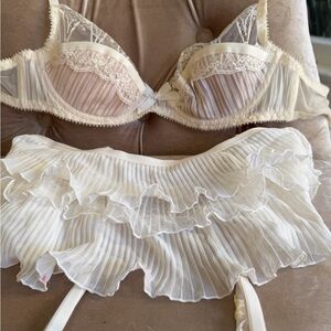 Agent Provocateur Sheer Lace Bra and Skirt Set